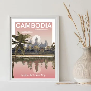 

Angkor Wat, CAMBODIA Vintage Travel Poster No FRAME