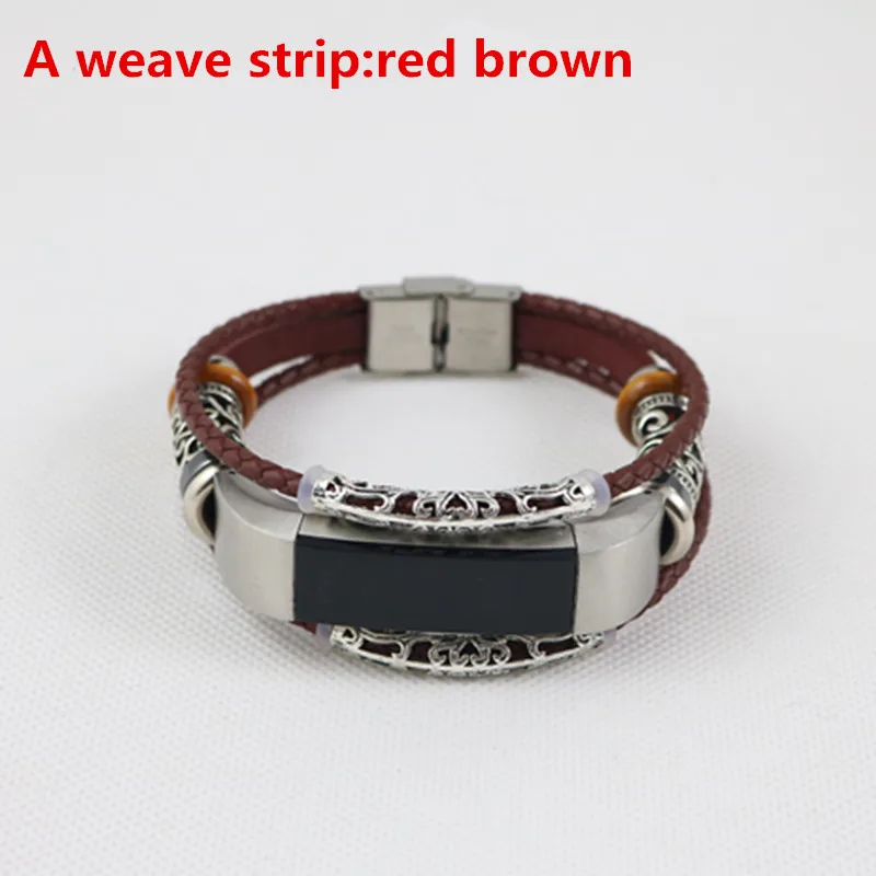 Leather strap For Fitbit Alta/Fitbit Alta HR Replacement Leather band belt Bracelet Watchbands correas reloj watch Accessories - Цвет ремешка: weave red brown