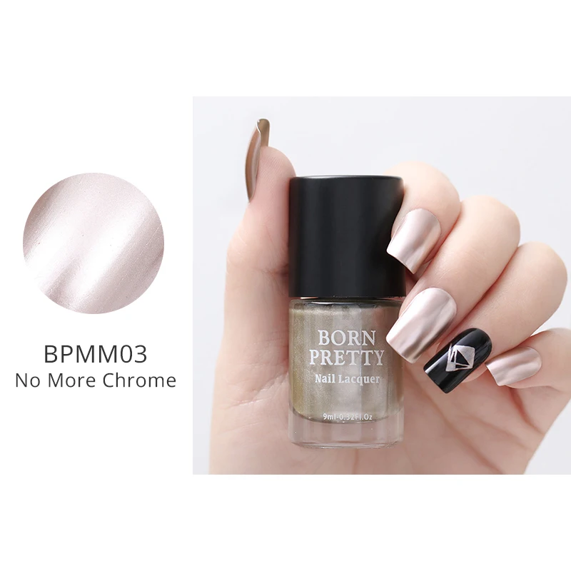 BPMM03 BORN PRETTY 9 мл металл с эффектом зеркала лак для ногтей фиолетовый розовый Золотой Серебряный хромированный лак для ногтей металлический дизайн ногтей - Цвет: BPMM03