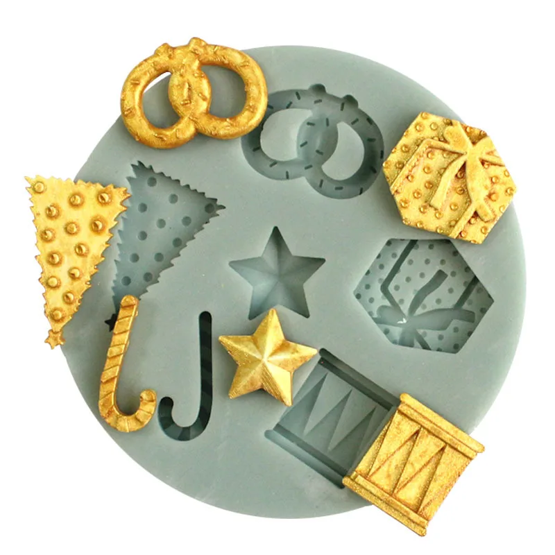 

Christmas Candy Gift Shape Fondant Cake Mold Candy Chocolate Silicone Molds Biscuits Mould DIY Cake Decoration Baking Tools