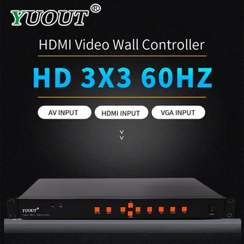 

YUOUT 3x3 HDMI Video Wall Controller 2x2 4x2 2x3 2x3 2x4 4x1 HDMI+VGA+AV+USB LED/LCD image processor screen splicing
