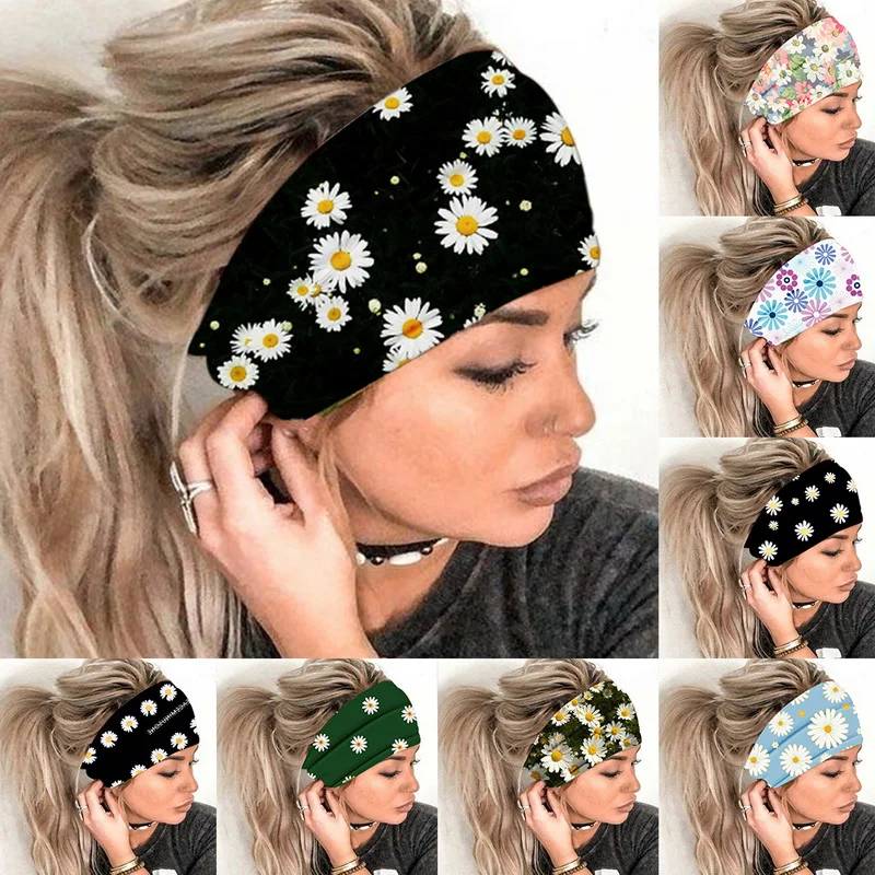 silver hair clips Women Headpiece Stretch 2020 Turban Hair Accessories Headwear Run Bandage Print Bands Gym Headbands Running Wide Headwrap bride headband