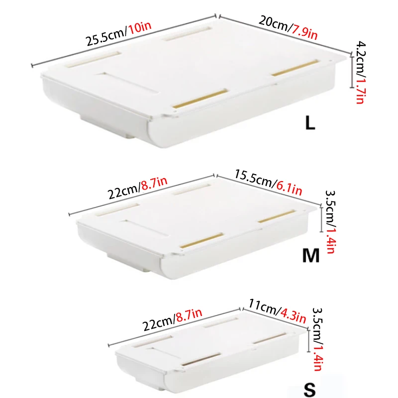Self Stick Pencil Tray Under Desk Drawer Storage Box Hidden Stationery Organizer Stand for Pens Office Home Storage