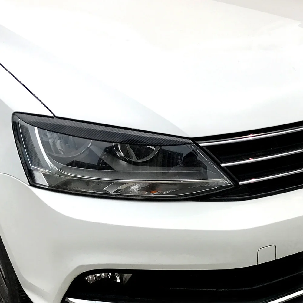 Для Volkswagen VW Jetta MK6 углеродное волокно+ черный глянец автомобильные аксессуары фары лампа Брови Веки Накладка полосы наклейки