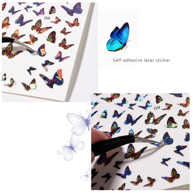 Фото 1 шт стикер для ногтей украшение в виде цветной бабочки 3d водная цена
