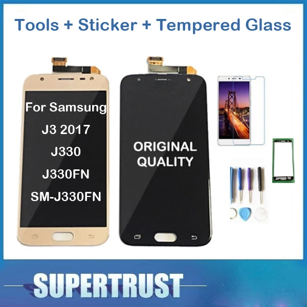 Ceny Oryginalny Amoled do Samsung Galaxy J3 2017 J330 J330FN SM J330FN wyświetlacz LCD z czujnikiem dotykowym szklany digitizer montaż z zestawem