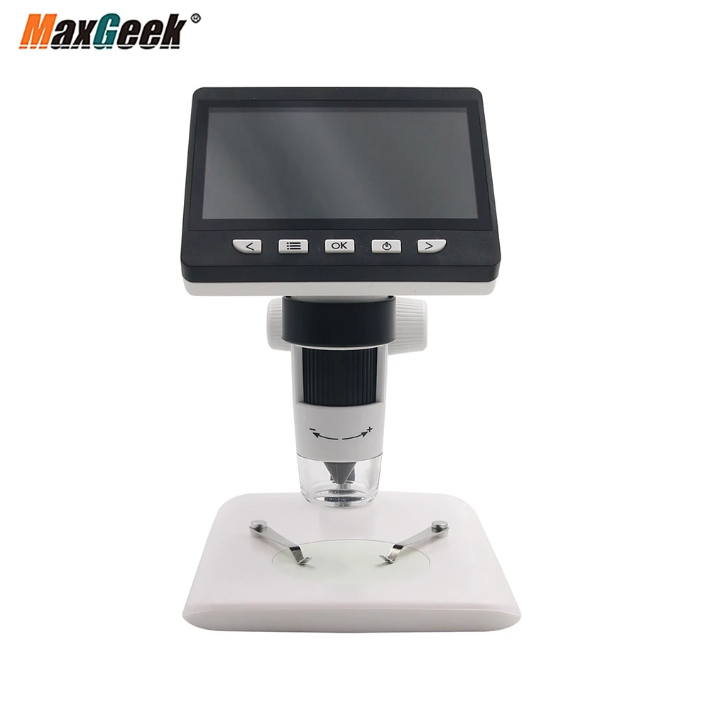 Support for Soldering Camera with Battery Digital Magnifier 1000X 4.3 Inch HD LCD Microscope Digital Electronic Microscope Black 8 LEDs