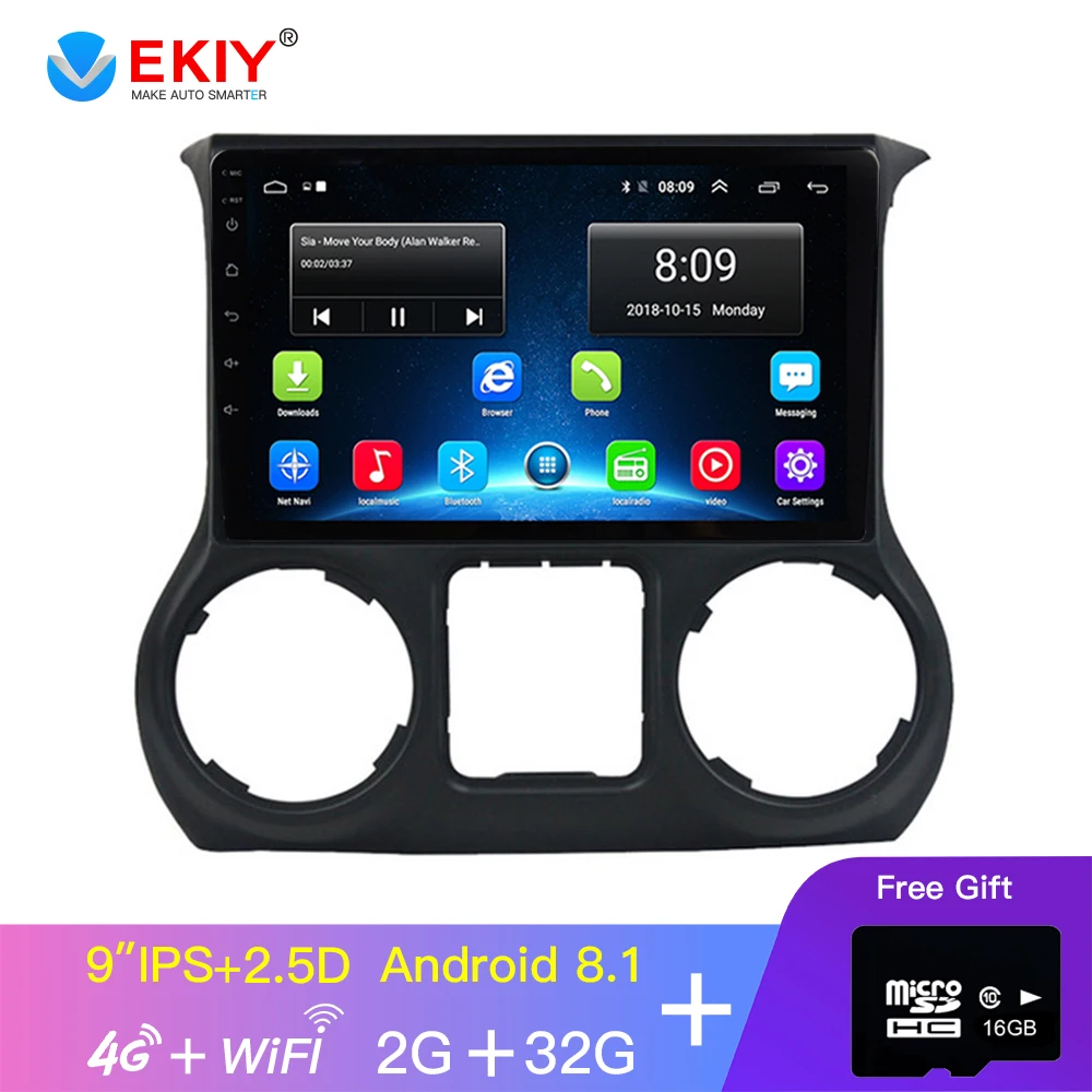 

EKIY 9" IPS Car Radio For Jeep Wrangler 3 JK 2010 2012 2015 2016 2017 Car Multimedia Video Player Navigation GPS Android No 2din