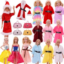 Vêtements de poupée faits à la main, robe de soirée d'hiver en peluche, manteau Long adapté aux poupées barbie de 11.8 pouces, 30cm BJD fille, accessoires de noël Gi 
