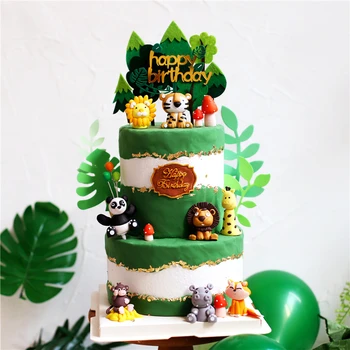 

Animals Giraffe Lion Fox Decoration Monkey Cake Toppers for Children's Day Party Baby Happy Birthday Supplies Lovely Gifts