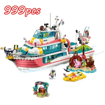 

41381 86068 In Stock Friends Series Rescue Boat Building Blocks 999pcs Heartlake Toy Compatible Ship Children Girl Birthday