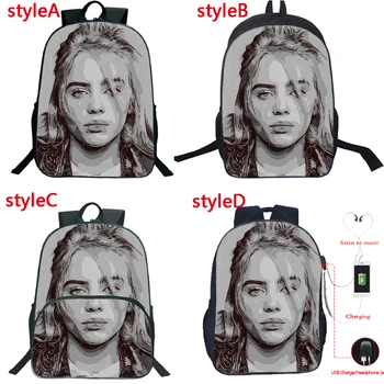 

4 Styles 16 Inch Billie Eilish Backpack Boys Girls School Bags Students Bookbag Child Back to School Gift Teens Daily Rucksack
