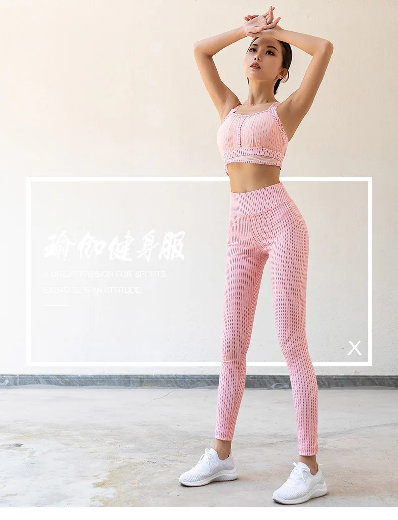 Yoga 2 Pieces Set Workout Clothes for Women Sports Bra+Leggings Set Sports Wear Gym Running Clothing Athletic Women's Tracksuits