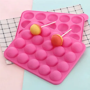 

20 Capacity Round Shape Silicone Lollipop Mould Tray Candy Lollypop Mold Sticks all Cake Pop Mold Chocolate Candy DIY