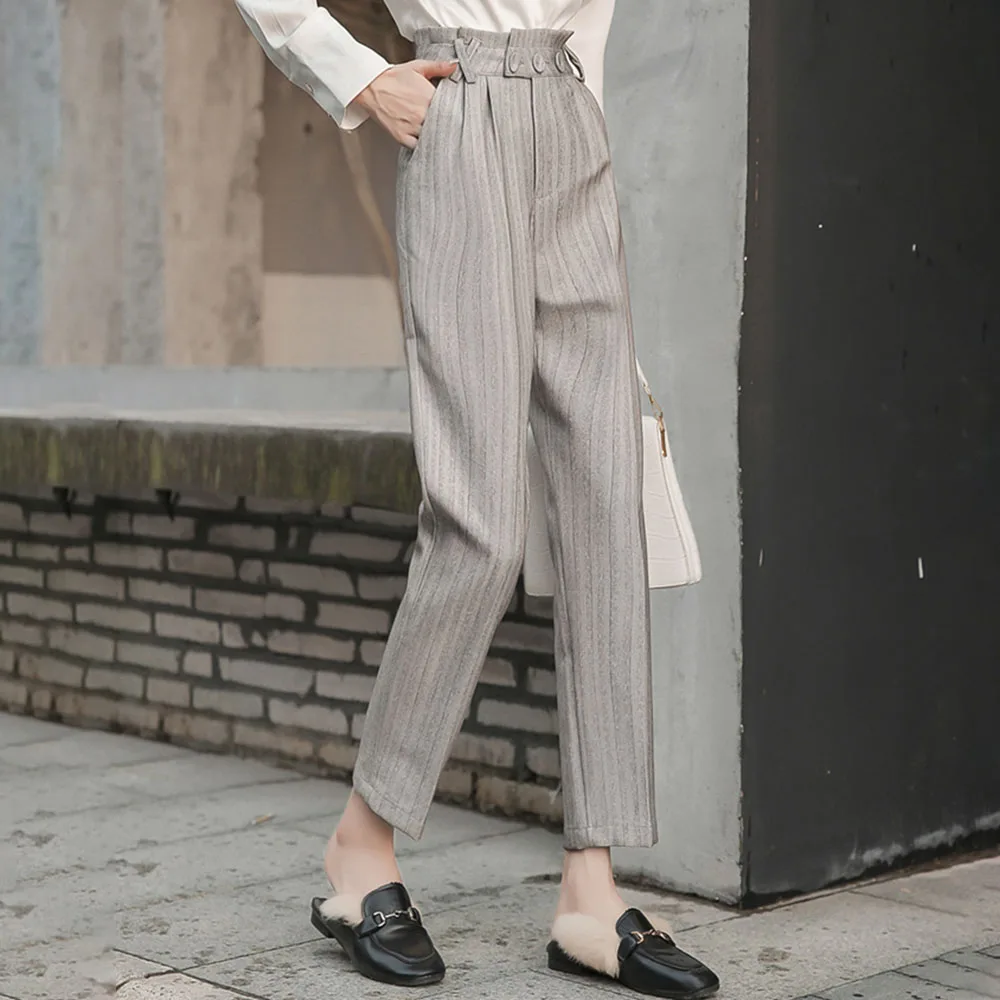 Осенние офисные женские повседневные шаровары для отдыха черные базовые штаны