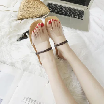

Women Beach Flip Flops Slippers Big Size Slides Ladies Transparent Sandals Women Flat Causal Slippers Home Female Shoes Woman
