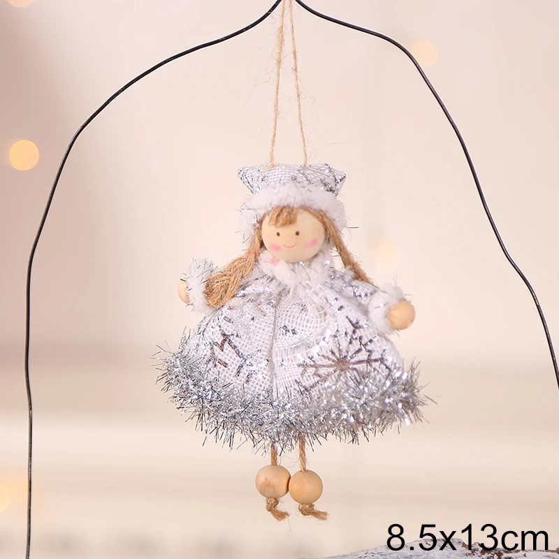 0143-Silver angel Год Рождественский Ангел-девочка мальчик куклы орнамент с рождественской елкой Noel рождественские украшения для дома Kerst Navidad детский подарок - Цвет: 0143-Silver angel