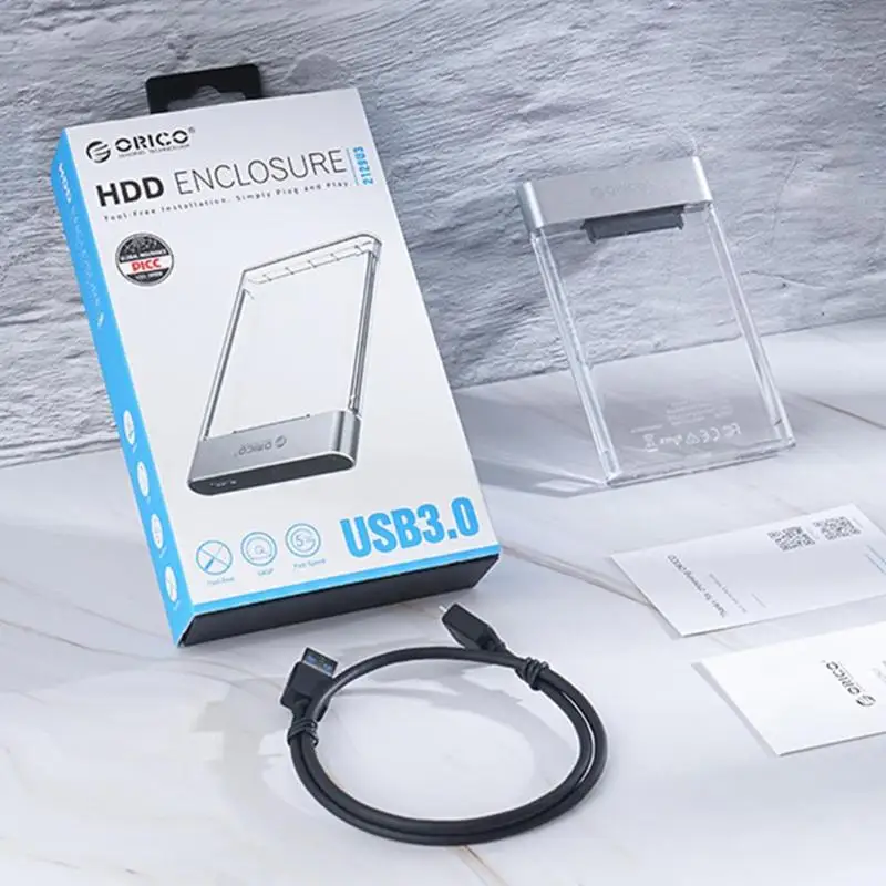 ORICO 2129U3 USB 3,0 UASP протокол HDD корпус для 2,5 дюймов SATA HDD/SSD с кабелем данных HDD коробка для Windows/Mac/Linux