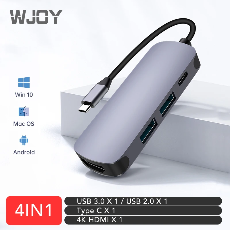WJOY Type C 4 in 1 Hub USB 3.0 2.0 Multi USB C Docking Station Laptop Switch HDMI for MacBook Pro Air for Notebook Laptop Phone