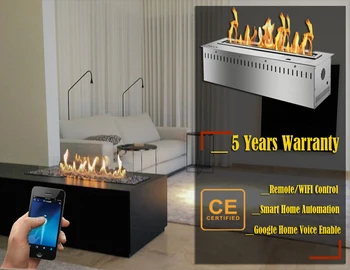 

hot sale 36 inches wifi real fire automatic intelligent smart ethanol fire place