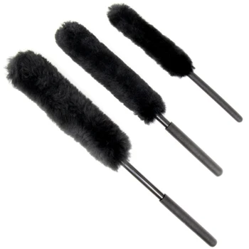 

3pcs/set Wash Portable Non Scratch Wheel Brush Dust Cleaning Scrub Tool Multipurpose Black Car Universal Artificial Wool