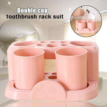 

Toothbrush Holder Couple Double Cup Wash Toothbrush Holder Seat Holders Resistance to Falling @LS