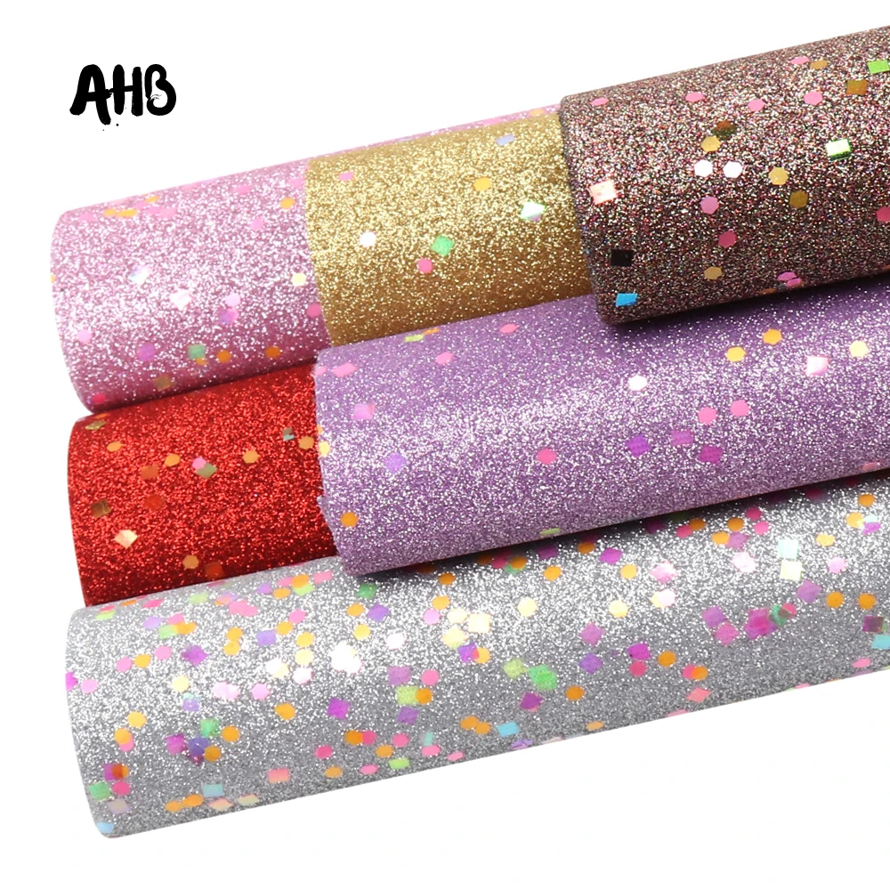 AHB 22*30 см, 1 шт., тонкая блестящая ткань, лист из синтетической кожи, цветные блестки, украшение для дома, бант для волос, ручная работа