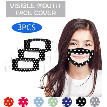 

3PCS Kids Dustproof Protective Face Mask with Clear Vinyl Visible Smile Expression Lip Reading Mask Mouth-muffle Washable Reusa