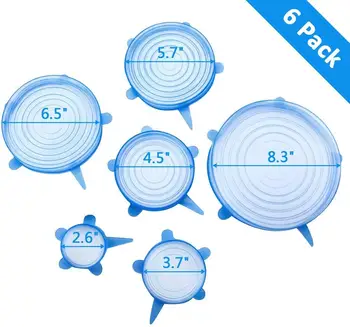 

Silicone Stretch Lids (6 Pack) Bowl Covers for Fresh Food & Leftovers to Keep Food Fresh Durable & Stretchable Food Covers