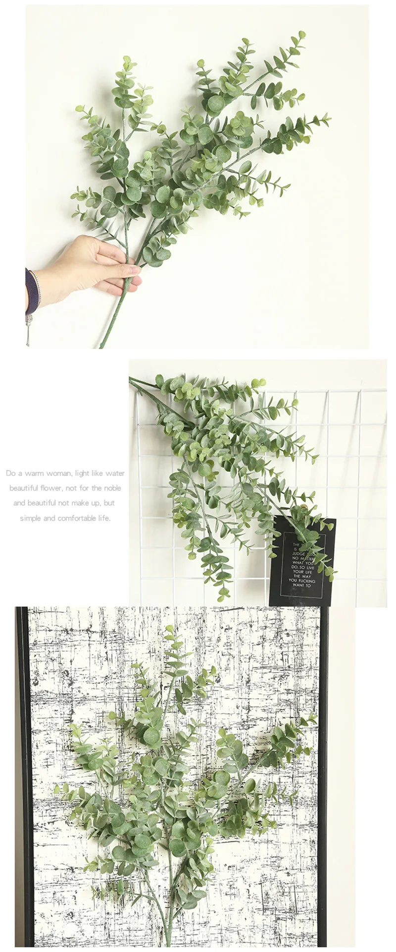 New Style Artificial Eucalyptus Money Leaf Flocking Plant for Wedding Accessories Home Party Decoration