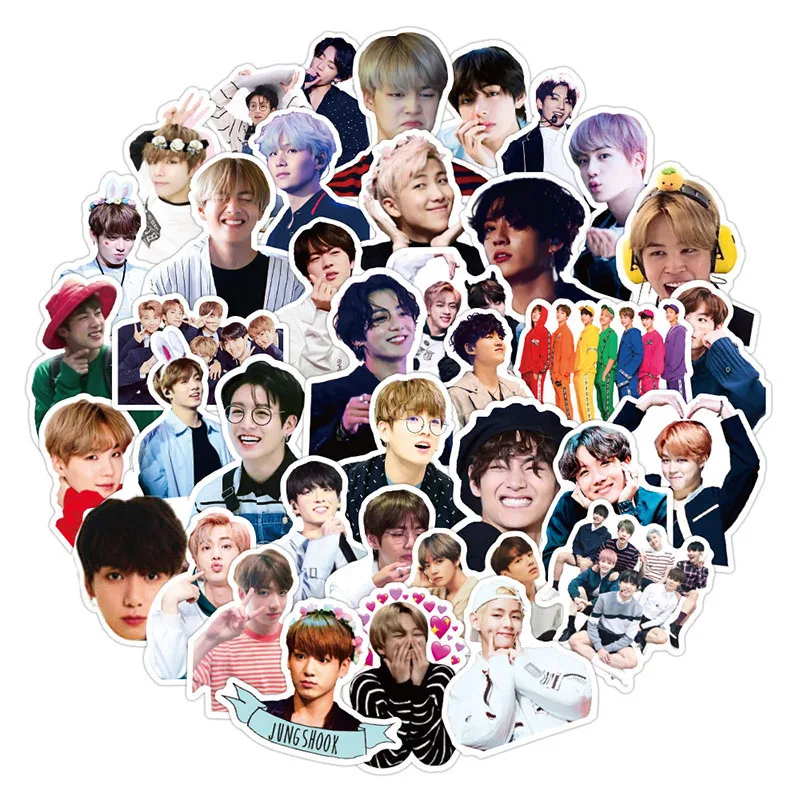 Pegatinas Kpop para ordenador portátil, equipaje, Maleta de motocicleta, monopatín, teléfono, PVC, 50 Uds.