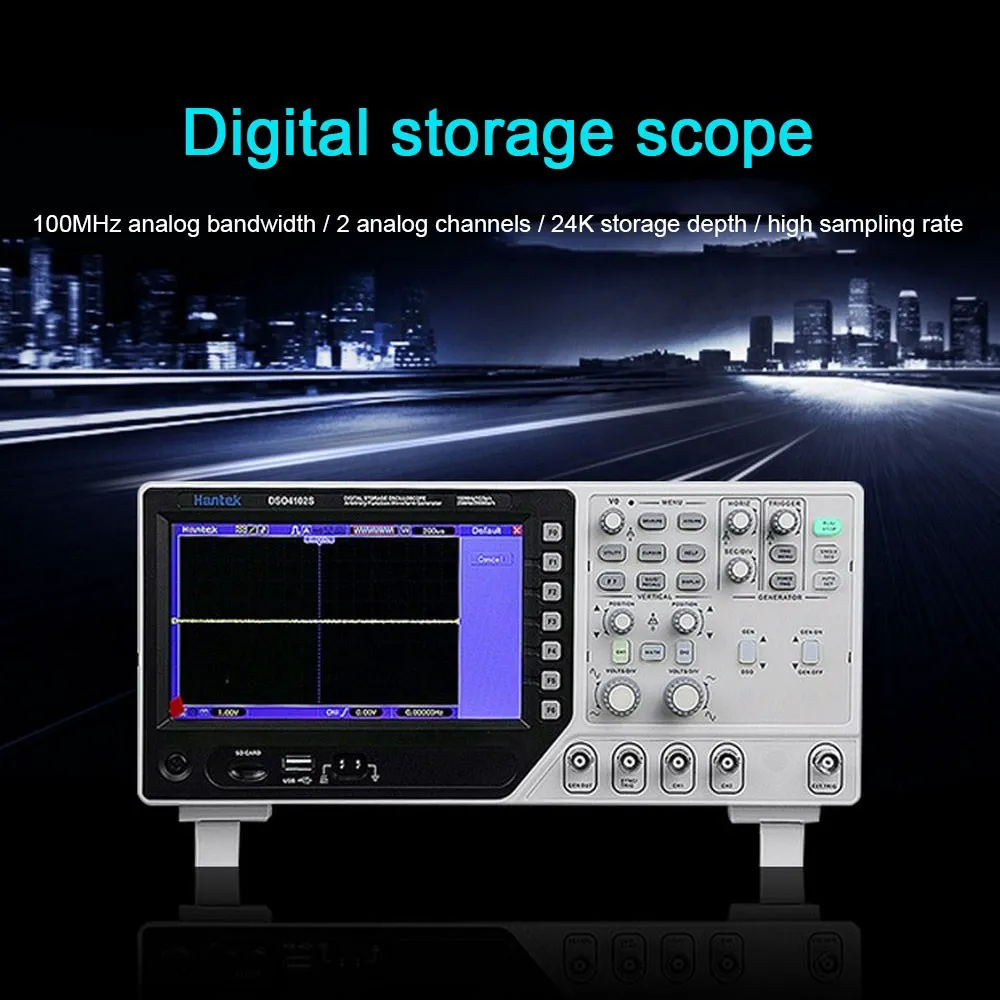 DSO4072S DSO4102S DSO4202S 2 in1 цифровой осциллограф 70 МГц 100 200 МГц 2CH 1GSa+ Натяжной канат длиной 25 м Функция генератор сигналов