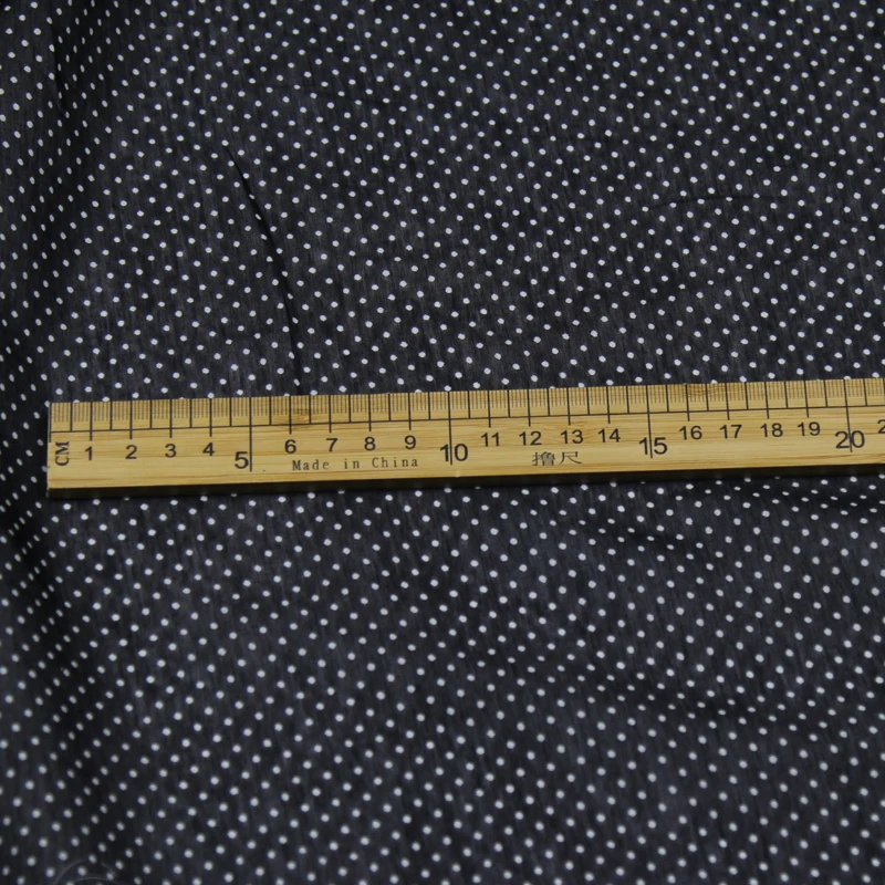 Мини Белый Узор в горошек на черном фоне Смешанная шелково хлопковая ткань