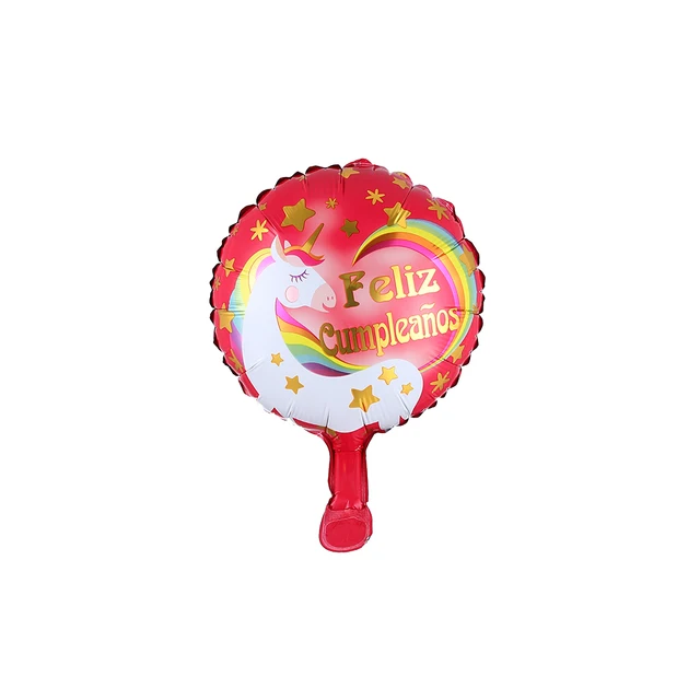 10pcs/lot 10inch Feliz Cumpleanos Spanish Happy Birthday Balloons Round Mylar Helium Balloon Happy Birthday Party Air Globos 7
