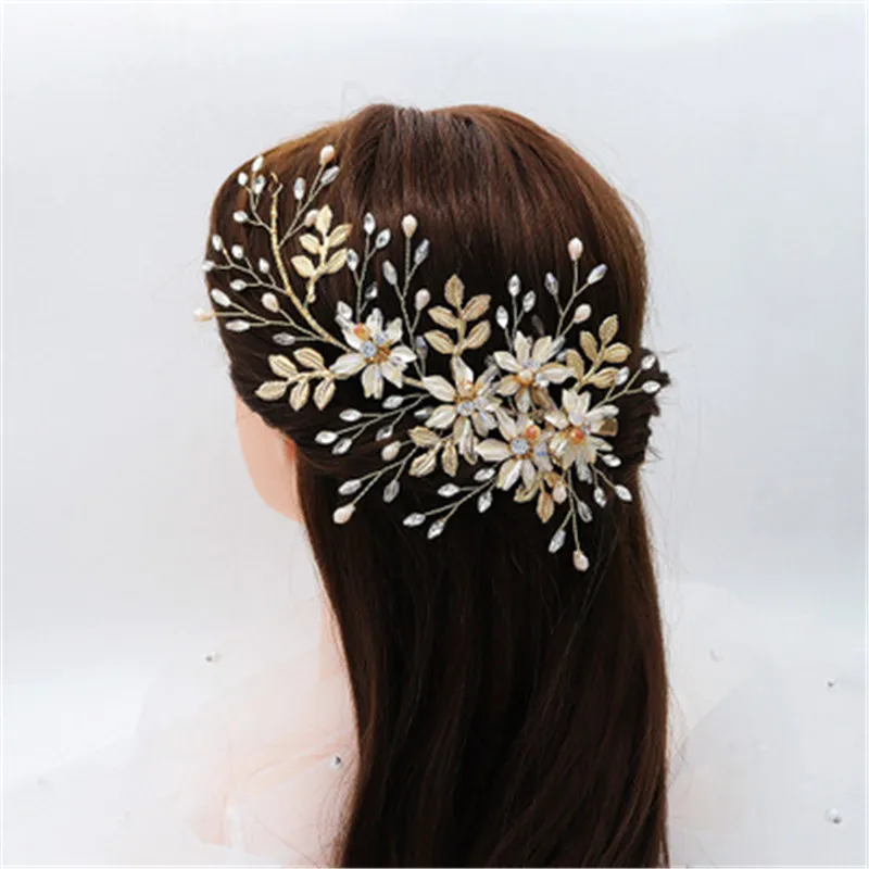 

FIAZIA Crystal Leaf Bride Hair Comb Ornaments Women' Wedding Jewelry Accessories Handmade Bridal Combs Bride Headpieces Hairpin