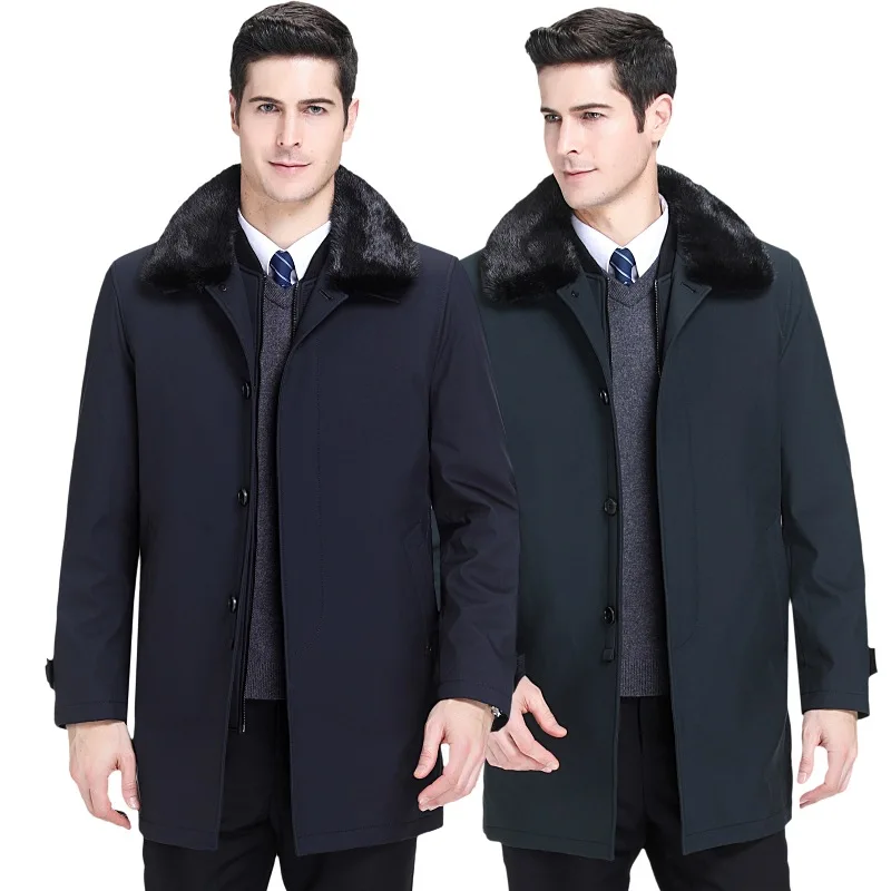 Бренд Shoppe, мужская хлопковая одежда, зимняя мужская одежда для среднего возраста, мужская деловая Повседневная норковая шуба с воротником-стойкой
