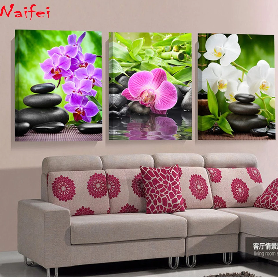 3 pieces 5D DIY Diamond Painting Buddha Stone Flower art Full Square/Round Drill Rhinestone Embroidery Cross Stitch Kits | Дом и сад