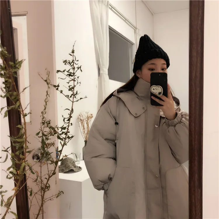Photo Shoot Thick Couples Long Sleeve Hooded Mid-length Cotton-padded Clothes Cotton Coat