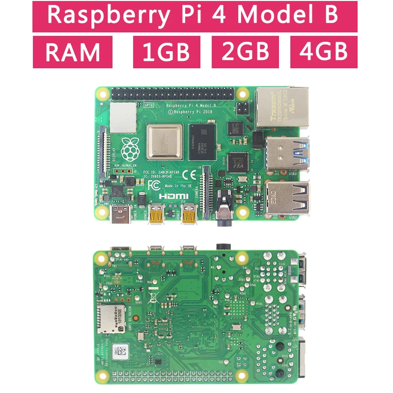  Original UK Raspberry Pi 4 Model B 1/2/4GB RAM BCM2711 Option Case32 GB SD CardSwitch Power  Micro 