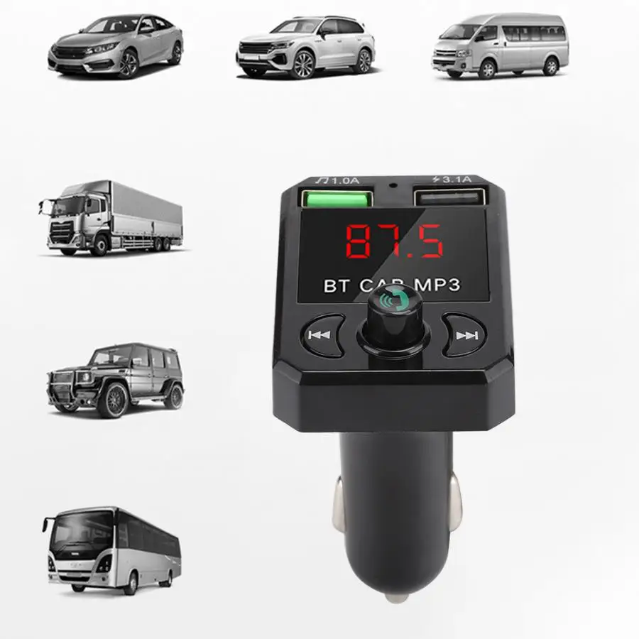 Мини-прикуриватель Автомобильный MP3 с умным Bluetooth чипом громкой связи двойной USB быстрая зарядка Bluetooth Автомобильный MP3
