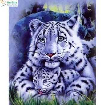 

5D DIY Diamond Painting Cross Stitch Beautiful Tiger Family Needlework Home Decorative 3D Full Square Diamond Embroider gx