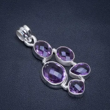 

Natural Amethyst Handmade Unique 925 Sterling Silver Pendant 1.75" B3257