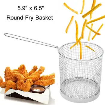 

15X16.5cm Mini Round Fries Basket Oil Strainer French Fries Chef Kitchen Basket Frying Net Colander Kitchen Accessories