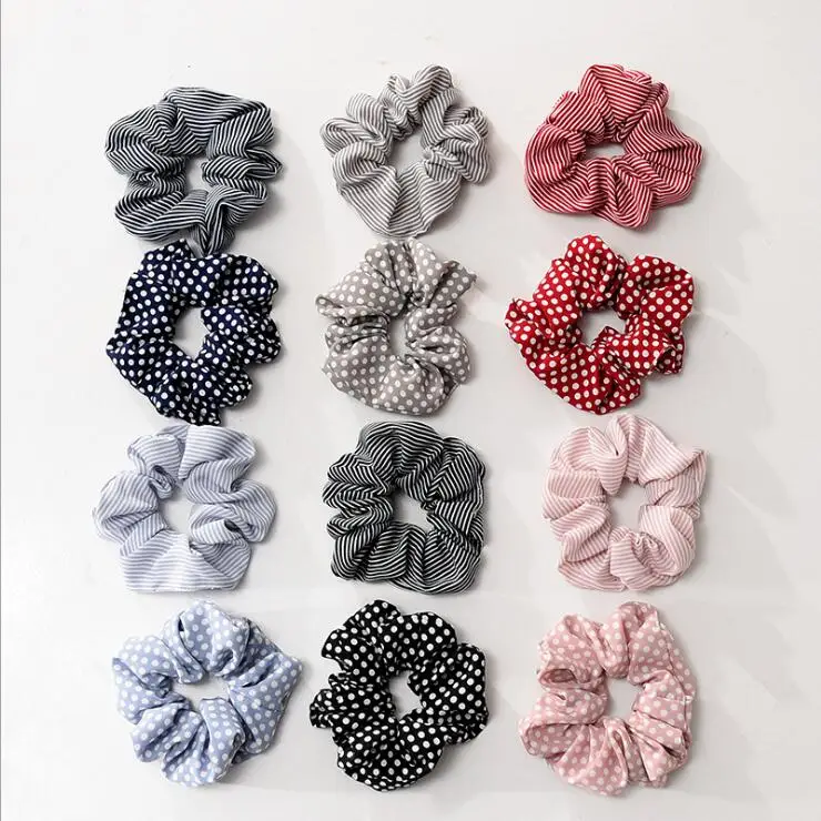 

New Korean striped wave knot rope hair ring rubber band decorations for women girls accessories elastic headdress rope headwear