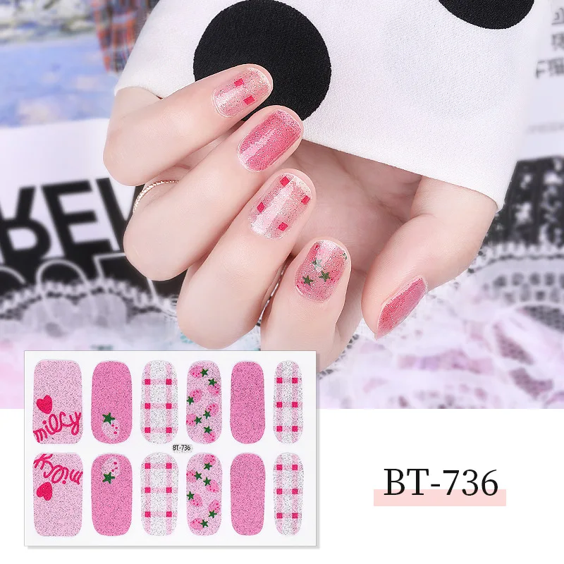 New Style 1pcs Beauty Nail Art Stickers Full Cover sticker Wraps Decorations Manicure Slider Nail Vinyls Adhesive Nails Decals - Цвет: BT-736