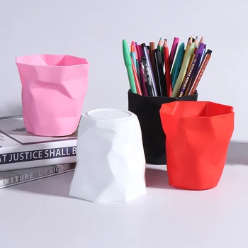 

Pen Pencil Holder Container Desk Multifunction Mini Desktop Dustbin Vase Pot Makeup Brush Holders Home Office Stationery