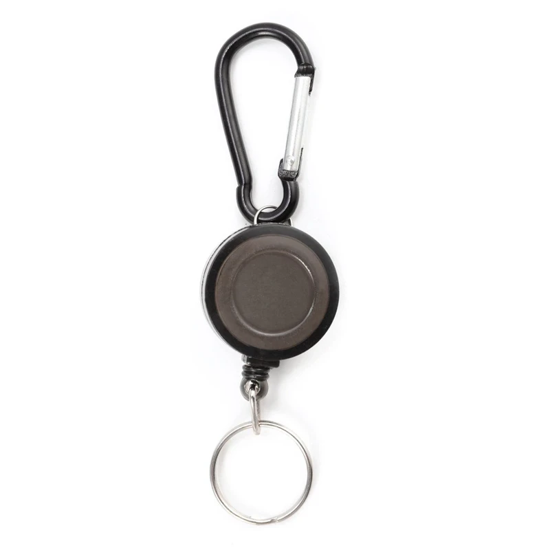 Lot 1 Badge Holder Winder Holder Keychain Retractable Carabiner Belt Clip ID Card Card Holder - Цвет: Black