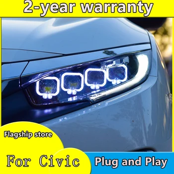 

Car Styling Head Lamp case for Honda Civic 2016-2018 Headlights LED Honda Civic Headlight DRL Lens Double Beam Bi-Xenon HID