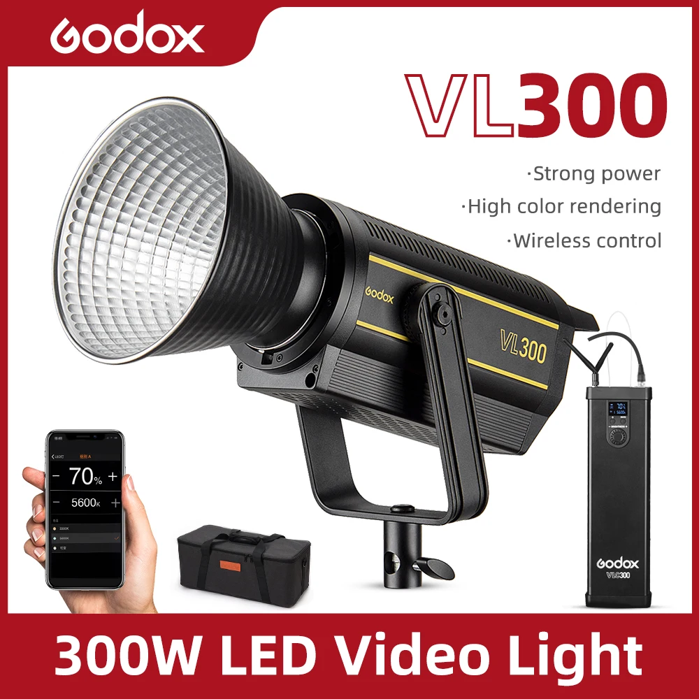 В наличии Godox VL300 VL 300 Вт 5600K белый светодиодный светильник для видеосъемки с