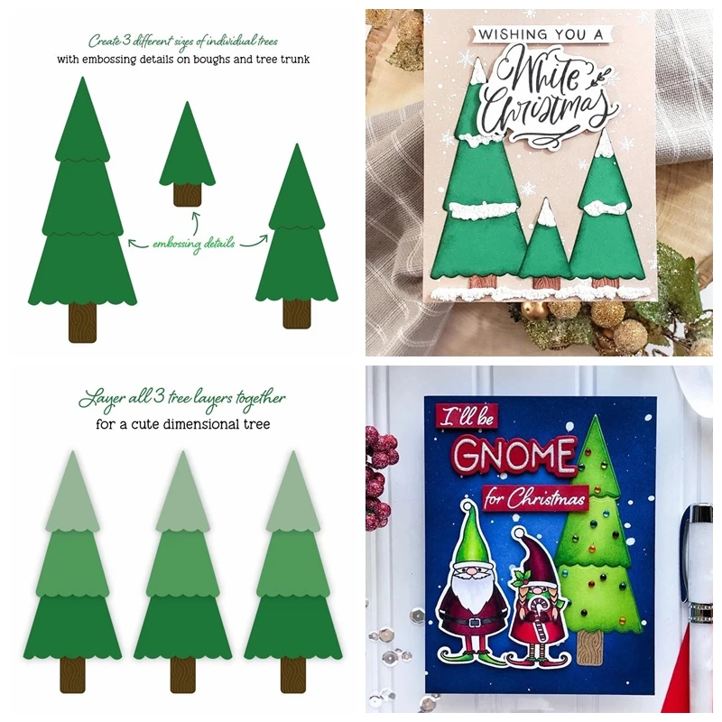 

Cute Dimensional Tree Metal Cutting Dies Stencils Overlapped Xmas Trees Die Cuts For Card Making DIY new 2019